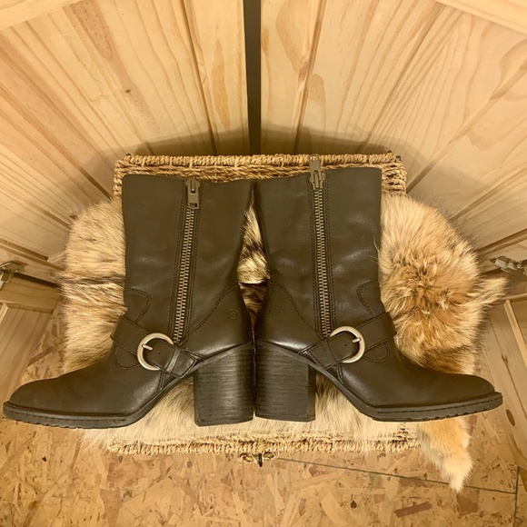 Born Black Heeled Boots with Buckle - Picture 2 of 16